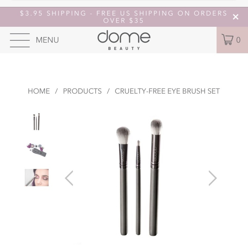 Brand new eye makeup brush set 3 brushes cruelty free